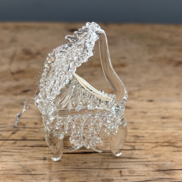 Two Ministure Spun Glass Clear Christmas Piano Ornaments - Picture 4 of 4